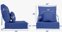 Latitude Run&reg; Outdoor Chair Cushions 24 x 24 x 6 Inch, Outdoor Replacement Cushion, 2-Piece Set Back & Seat Patio Cushions for Outdoor Furniture, Weather Resistant Patio Chair Cushions with Removable Cover and Straps, Navy New In Box $199