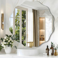 Ebern Designs Frameless Mirror, 24 inch Mirrors for Wall, Round Bathroom Mirror for Over Sink New In Box $199