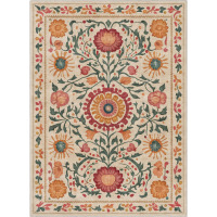 Charlton Home&reg; Apollo Suzani Vintage Floral Beige Flat-Weave Area Rug, Rectangle 9'10" x 13' New In Box $1399
