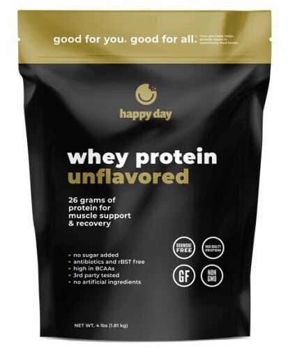 Happy Day Unflavored Whey Protein 1.81kg, 4 lb New Best by 4/2027