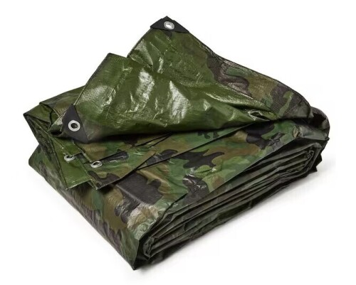 TarpsNow 8 ft. x 12 ft. Woodland Camo 8 Mil Heavy Duty Plastic Poly Tarp, Waterproof, Tear-Resistant, Rustproof Grommets New $89