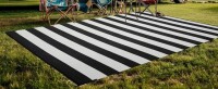 Ebern Designs 5' x 8' Indoor Outdoor Rug Reversible Plastic Straw Waterproof Patio Area Rug, Black & White New In Box $99