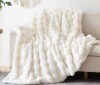AIMEBBY Faux Fur Throw Blanket for Couch &ndash; Cream White Fluffy Cozy Rabbit Fleece, Plush Soft Bubble Blanket for Sofa & Bed, New $79
