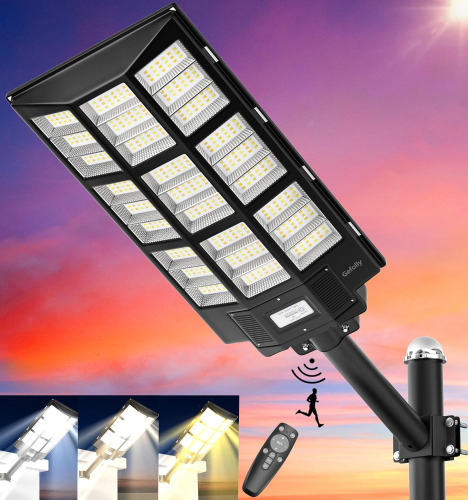 Gefolly SL-7200W Solar Street Lights Outdoor, 450000LM Commercial Parking Lot Light, 6500K Dusk to Dawn IP67 Security Flood Lights Motion Sensor Led Lamp for Basketball Court, Road, Yard New In Box $399