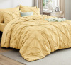 Bedsure Comforter Set with Sheets, 7pcs Solid Diamond Pintuck All-Season Bedding, Yellow Pinch Pleat Queen Bedding Set, New In Box $299