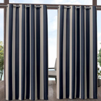 Exclusive Home 96"x54" Outdoor Canopy Striped Grommet Top Light Filtering Window Curtain Panels Navy/Cream: Indoor Canvas Drapes, 2 Pieces New $79