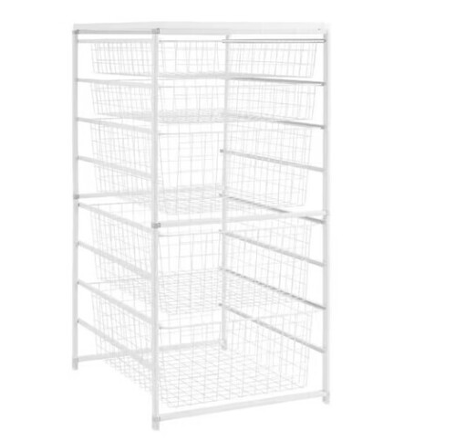 Everbilt 34.76 in. H x 17.13 in. W White Steel 5-Drawer Close Mesh Wire Basket New In Box $199