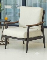 NATURAL EXPRESSIONS Patio Outdoor Chair Sofa, Wicker Back, Woodgrain Arm | Metal Patio Chair with Adjustable Feet, Natural Wood-garin Texture, 6" Removable Cushion New In Box $299
