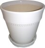 Southern Patio 7.9 in. Ravanaey Small Glossy White Ceramic Planter (7.9 in. D x 7.9 in. H) With Drainage Hole and attached saucer New $79 - 2