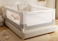 ONEYA BABY 3 Piece Bed Rails for Queen Bed, No-Drill Needed Baby Bed Rail Guard for Toddlers with Height Adjustable, Thickened Child Safety Side Railing Guards/Bedrail for Kids, White/Grey, 60x78.7x78.7in New In Box $299