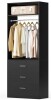 Kyrvo 24" Freestanding Closet Organizer System with Hanging Rod & Shelves,Heavy Duty Closet System with 3 Wood Drawers - Black $399