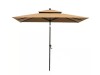 Pellebant Double Top 9 ft. x 5 ft. Rectangular Aluminum Market Crank and Tilt Patio Umbrella in Tan New In Box $299