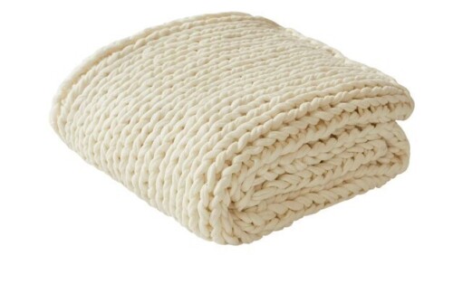 Madison Park 50"x60" Chunky Double Knit Handmade Throw Blanket -Ivory - Cozy Acrylic, All-Season Comfort / EverGrace Soft Chenille Throw Blanket, 60" L x 50" W -Beige New In Box Assorted $99