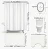 Williston Forge 4-Piece Set Blue Grey Distressed Texture Shower Curtain Set With Bath Mat, Rug & Toilet Lid Cover New $99 - 2
