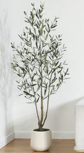 Primrue 7 ft. Adcock Artificial Olive Tree with Round Planter New in Box $299