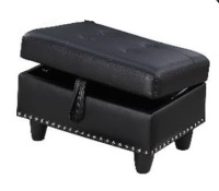Devion Furniture Transitional PU Faux Leather Ottoman with Lift-top Storage for Living Room in Black Finish New In Box $299
