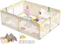 CoziBB Baby Playpen with Mat, 71" &times; 59" Extra Large Playpen for Toddler, Play Yard, Baby Fence Play & Sleep Area for Indoor & Outdoor New In Box $299