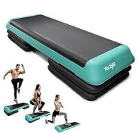 Yes4All Adjustable Workout Aerobic Exercise Step Platform Health Club Size with 4 Adjustable Risers Included and Extra Risers Options - Green Black New In Box $199