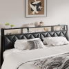 Salamir King Headboard Only, Headboard for King Size Bed with Storage, Upholstered Headboards with LED Lights & Charging Station, Attach Frame, Ideal for Bedroom/Dorm/Guest Room, Black, Faux Leather New Shelf Pull $299