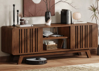 George Oliver Regal TV Stand for TVs up to 75'', Entertainment Center Sliding Door New Shelf Pull $299