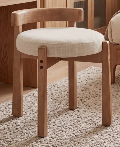Ivy Bronx Upholstered Accent Stool With Low Back, Modern Vanity Chair For Bedroom/Living Room New In Box $299