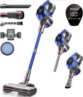 QikCln Cordless Vacuum Cleaner, 20 Kpa Powerful Stick Vacuum with Large Floor Brush, Multi Cyclone Filtration, 40 Mins Runtime, Lightweight Handheld Vacuum for Hard Floors Carpets - Blue On Working $299