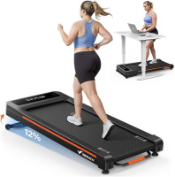 MERACH (MR-T25) Walking Pad/Treadmill, 12% Auto Incline, 400lbs Capacity, 3.5HP Super Quiet Brushless, 16.5"x41.3" Spacious Running Belt, Under Desk Treadmill with Remote & LED, Black, On Working $599