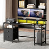 17 Stories Computer Desk With Led Lights And Power Outlets, Gaming Desk With Monitor Stand, Home Office Writing Desk With Storage $599
