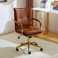 Mercer41 Abba Leather Task Chair with Padded Arms New In Box $299