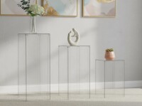 Wokaiduo 3pcs Acrylic Square Pedestal Stand For Party, Clear Lucite Display Pedestal For Flowers, Sculptures, Cake, Wedding, Events, Art Gallery, Party Decor31.5x11.8''(l), 27.6x11.2''(m), 23.6x10.2''(s) New In Box $299