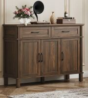 Winston Porter Buffet Cabinet Sideboard With 2 Drawers and Cabinets, Classic Style Sideboard With Adjustable Shelves, Walnut, New in Box $299