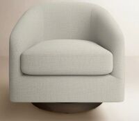 Allmodern Bennett Upholstered Swivel Barrel Chair -Effie Linen Performance Linen New in Box $699