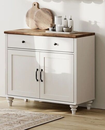 Charlton Home Scarlett Sideboard Buffet Cabinet With Doors And Drawers, Large Kitchen Storage Cabinet Wood Coffee Bar Tables With Storage, Modern Farmhouse Sideboard Credenza New Shelf Pull $499