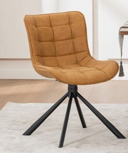 Ebern Designs Tufted Swivel Leather Upholstered Side Chair Modern Dining Chair with Metal Legs, New Open Box $299