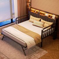 Jocoevol Daybed with Trundle and LED Light, Heavy Duty Metal Twin Bed Frame with Upholstered Storage Headboard & Charging Station, Day Bed Pop Up Trundle Bed Twin for Living Room,Bedroom and Guest Room (Brown) $399