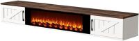 CRO DECOR 67 Inch Floating TV Stand - 36 Inch Fireplace White Engineered Wood High-Gloss Cabinet Doors for Living Room Compact Homes Fireplace Insert Sold Separately $399
