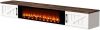 CRO DECOR 67 Inch Floating TV Stand - 36 Inch Fireplace White Engineered Wood High-Gloss Cabinet Doors for Living Room Compact Homes Fireplace Insert Sold Separately $399