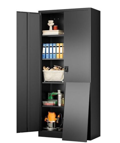 SISESOL Wide & Deep Metal Storage Cabinet with Lock & 5 Shelves,72" Black Garage Storage Cabinet with Locking Doors,Lockable Cabinets for Home,Office,Garage,Shop,Basement 72x36x18 New Shelf Pull $399