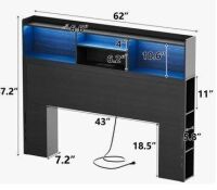 Wrought Studio Queen Upholstered Headboard with Charging Station and LED Lights New in Box (Similar to picture) $299