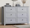 Ebern Designs 6 Drawer Dresser with Metal Knobs, 47.2" Wide Wooden Double Storage Chest for Bedroom Entryway Hallway New In Box $399