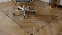 BEAUTYPEAK 36" x 46" Tempered Glass Chair Mat For Hardwood Floor, Clear Tempered Glass With 4 Anti-Slip Pad, Office Chair Mats For Carpeted Floor, Chair Mat For Hardwood Floor, Desk Chair Mat New In Box $199