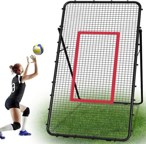 Fevesa Adjustable Volleyball Rebounder Net - Portable 7x4 ft. Training Equipment for Spike Practice - 5 Rebound Angles Custom Target Area for Volleyball Sports Training Practice, Red Similar to Picture New In Box $199