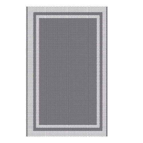 Ebern Designs 8' x 10' Durable Camping Mat in Grey with White Edge Outdoor Rug Reversible Waterproof Mat New $199