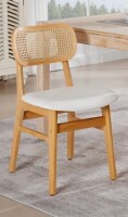 Bay Isle Home&trade; Upholstered Seat Solid Wood Dining Chair, Rattan Back Side Chair For Living Room/Dining Room New In Box $299