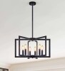 17 Stories 6-Light 21.7'' Square / Rectangle Candle-Style Geometric Chandelier Black for Dining Room, Kitchen or Hallway New Open Box $399