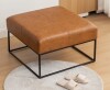 Wade Logan Cattibrie Leather Upholstered Square Ottoman Similar to Picture New In Box $399