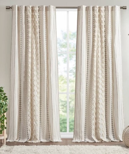 Ink+Ivy 1pc 50"x84" Room Darkening Imani Lined Curtain Panel Ivory - Geometric Mid-Century Modern Drapes, OEKO-TEX Certified $99