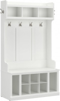 Bush Home Woodland 40W Hall Tree and Shoe Storage Bench with Shelves in White Ash, Cubbies and Coat Hooks (2 Boxes) New in Box $499