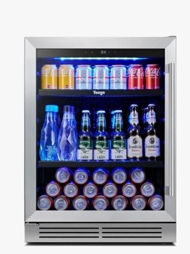 Yeego 24" 220-can Beverage Fridge, Built-in/ Freestanding Beverage Refrigerators & Coolers With Blue Led Light And Adjustable Shelves For Under Counter Use $699