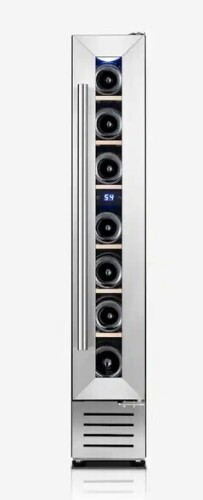 Yeego - 7-Bottle Wine Cooler Refrigerator &ndash; Built-in & Freestanding Compressor Fridge with UV Glass Door, 40-65&deg;F - Stainless Steel New in Box $499